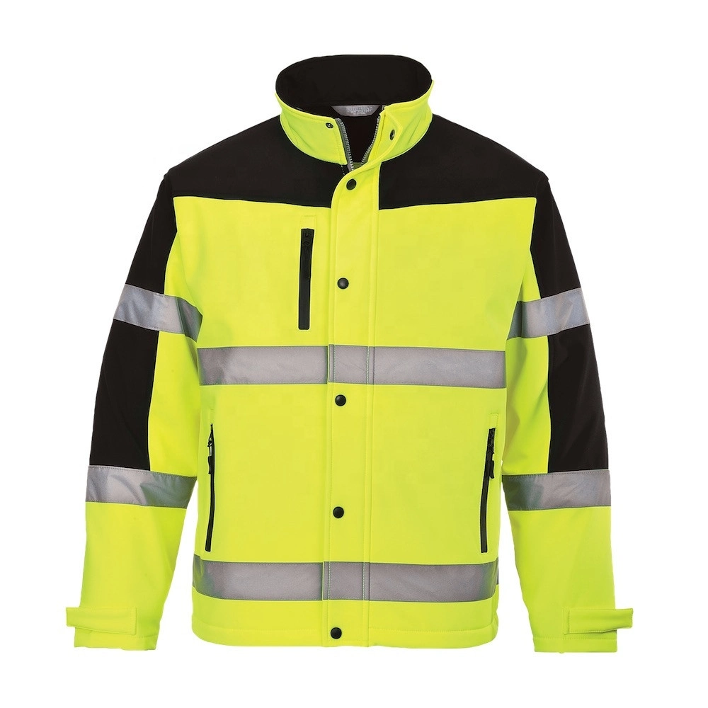 Factory Hot Sale Style Neon Yellow T/C Long Jacket with LED Reflective