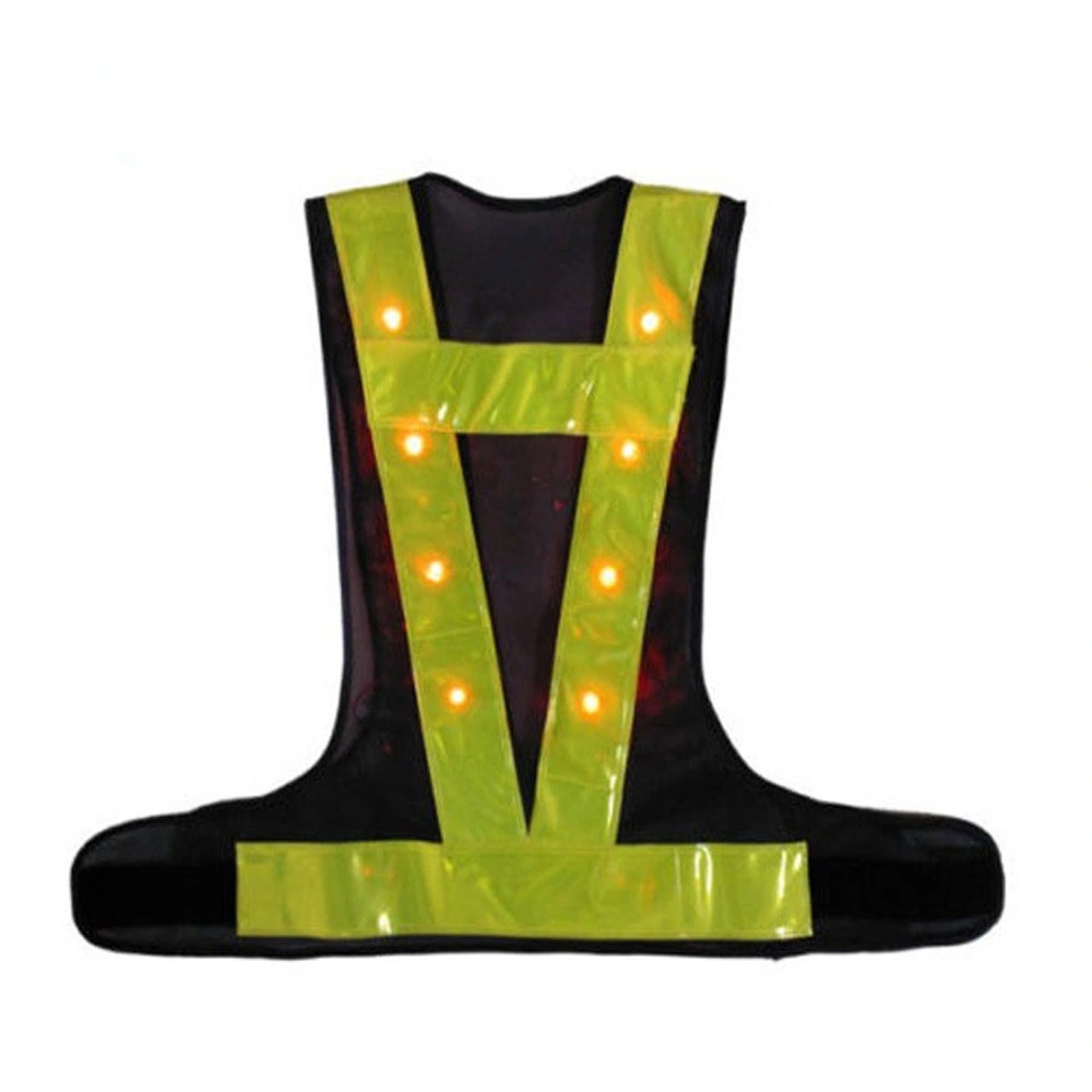 Hi Viz Polyester Flashing LED Light Traffic Safety Clothing Vest for Night Running